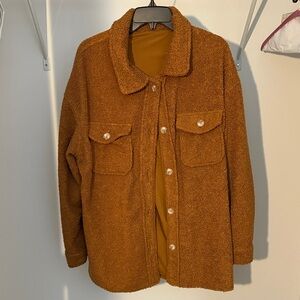 Cozy Brown Button-Up Teddy Jacket